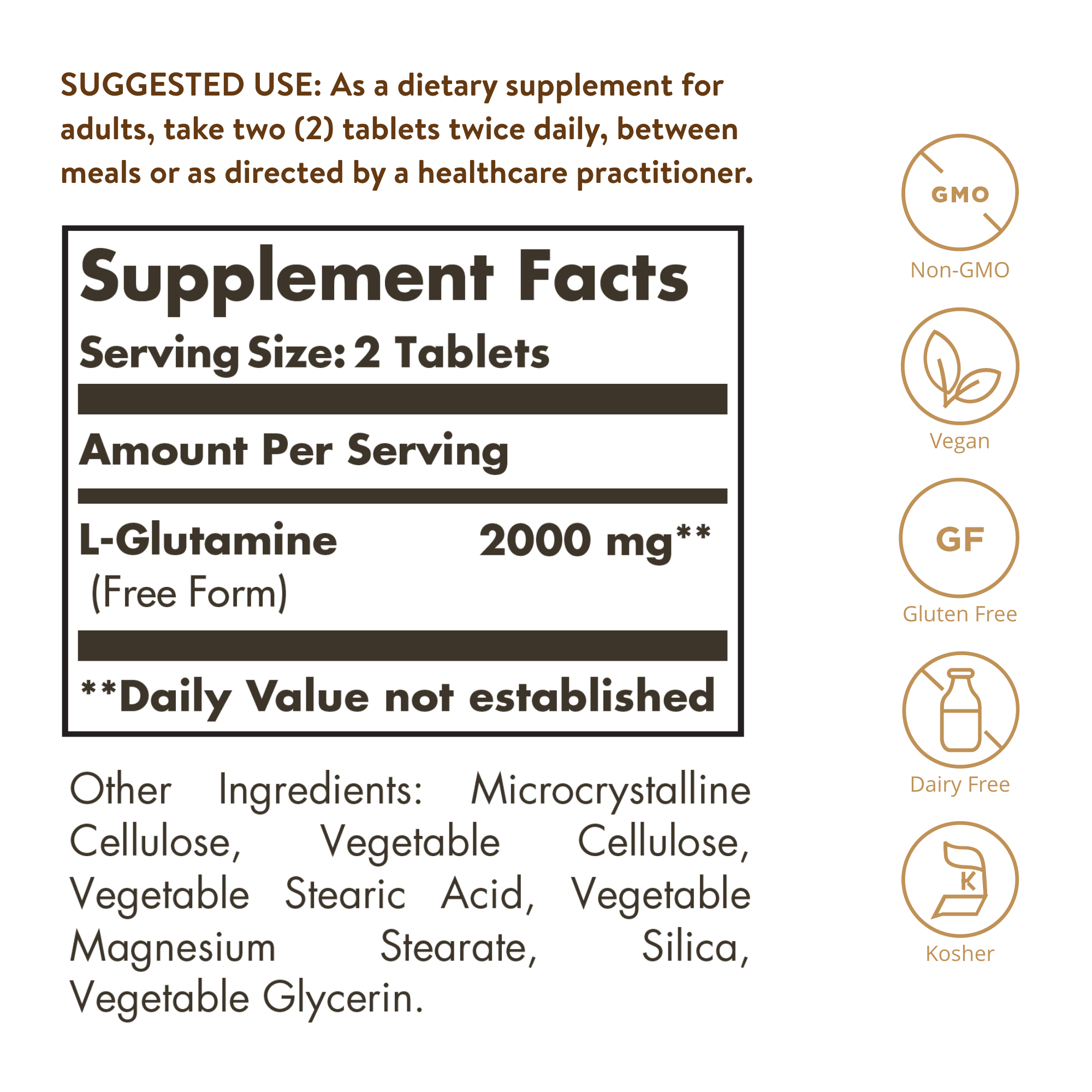 Solgar L Glutamine 1000 Mg Tablets 60 Tab M And M Vitamins Llc
